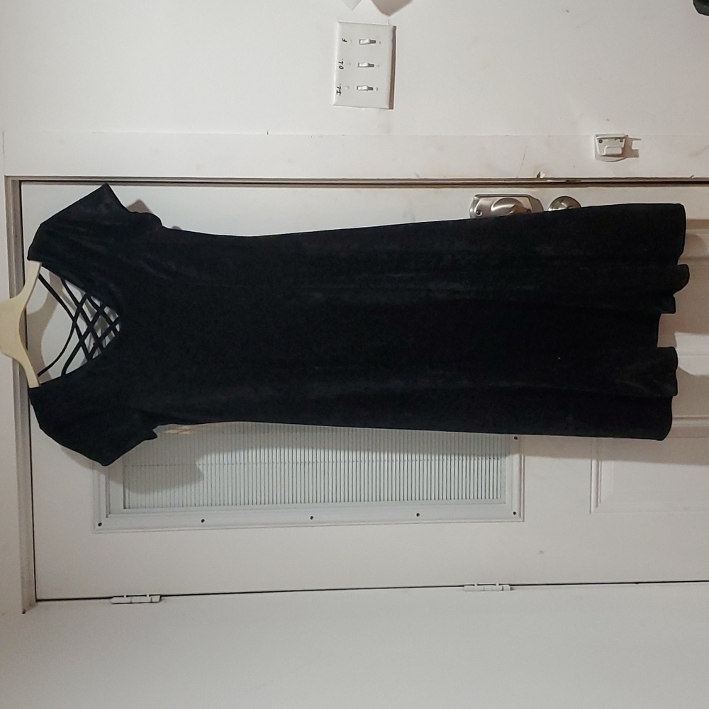 Velour calf-length dress